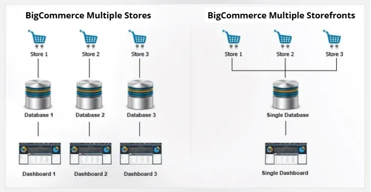 Phân biệt Multiple Stores vs. Multiple Storefronts